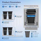 Insputer Double 40QT Pull Out Trash Can Under Cabinet, Heavy Duty Under Sink - Image 3