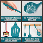 Silicone Kitchen Utensils Set, E-far 23 Pcs Blue Cooking Utensils Tools - Image 3