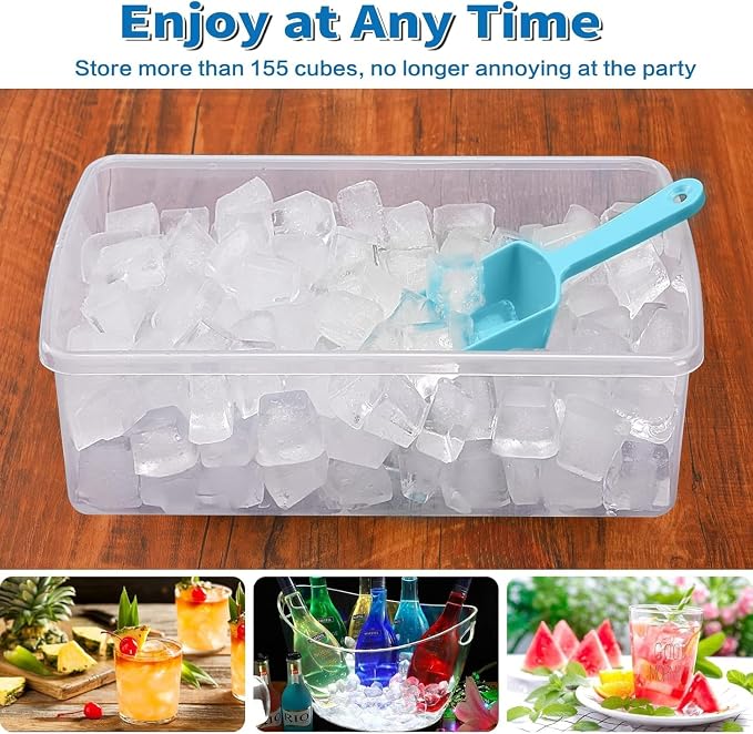 2Pack Ice Cube Tray with Lid and Bin - Image 8