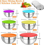 Mixing Bowls with Lids Set, Kitchen Food Organizers Nesting Mixing Bowl - Image 5