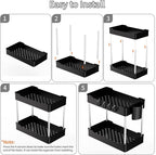 3 Pack Under Sink Organizers and Storage, 2 Tier Bathroom Cabinet Organizer - Image 7