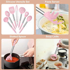 E-far Silicone Cooking Utensils Set, Slotted Turner, Soup Ladle, Pasta Server - Image 4