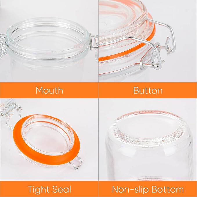 Glass Jars With Airtight Lids, 16 oz Glass Jars With Leak Proof Rubber Gasket - Image 3