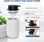 Ceramic Foaming Soap Dispenser, 12 oz Bathroom Foam Hand Soap Dispenser - Image 3