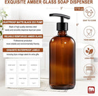 GMISUN Amber Glass Soap Dispenser, 2 Pack Bathroom Hand Soap Dispensers - Image 3