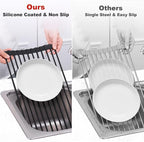 MERRYBOX Roll Up Over The Sink Dish Drying Rack Silicone Wrapped Foldable - Image 7
