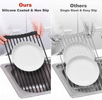 MERRYBOX Roll Up Dish Drying Rack, Silicone Wrapped Over The Sink Dish Rack - Image 6