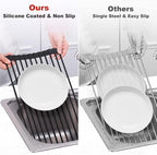 MERRYBOX 20.5" x 13" Roll Up Dish Drying Rack Silicone Wrapped Over The Sink - Image 7