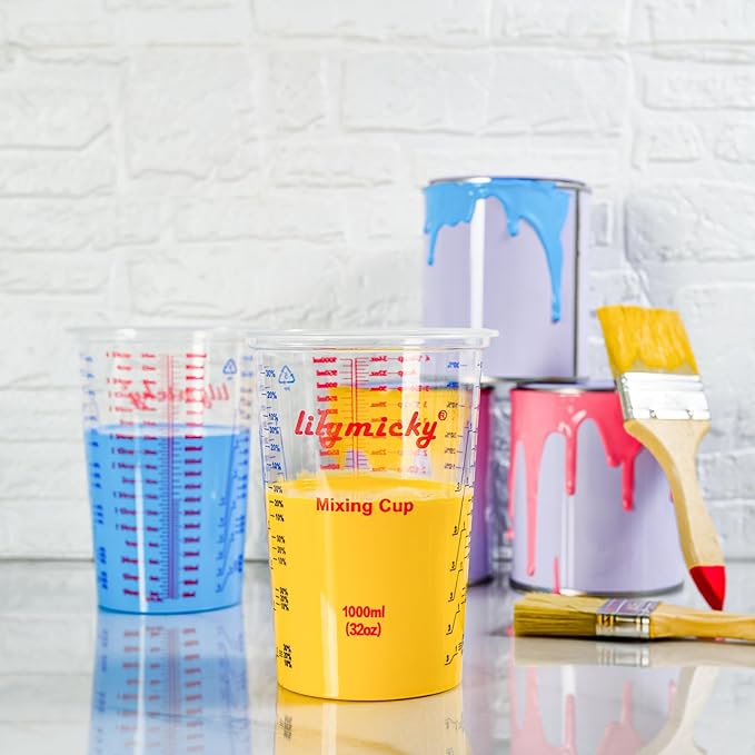 25 PACK Plastic Measuring Cups, 32 oz Disposable Mixing Cups, Measurement - Image 3