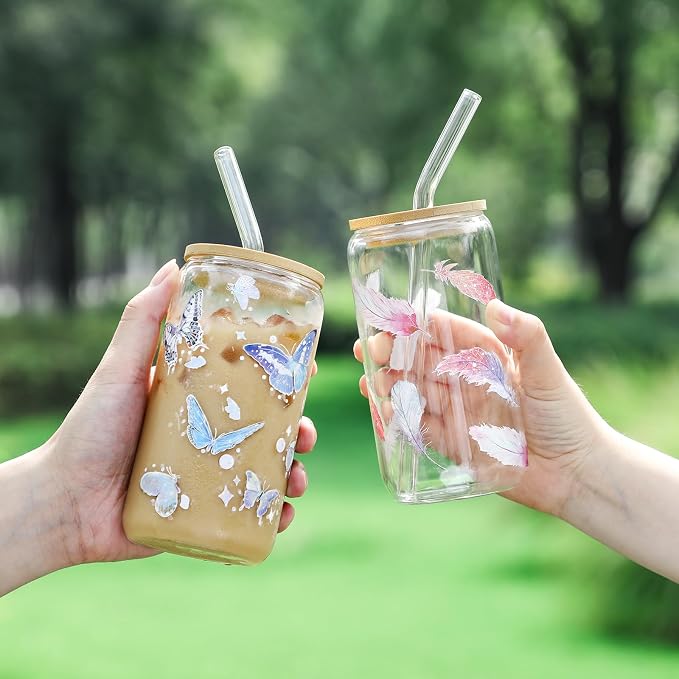 NETANY 1 Pack Glass Cups with Bamboo Lids and Straws 16 oz, Gifts - Image 2