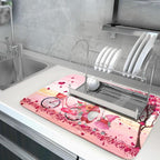 Pink Heart Valentine's Day Gnomes Dish Drying Mat - Image 5