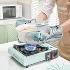 Teal Daisy Oven Mitts Pot Holders Set Silicone Heat Resistant Farm Teal Daisy - Image 6