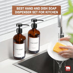 GMISUN Amber Glass Soap Dispenser, 2 Pack Bathroom Hand Soap Dispensers - Image 6