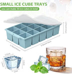 Silicone Ice Cube Tray with Locks Lids, Easy Release Flexible 15 Square Ice - Image 2