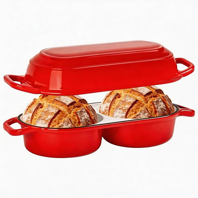Mini Double Dutch Oven For Sourdough Bread Baking, 2.2QT Enameled Cast Iron - Image 10