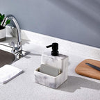 zccz Soap Dispenser with Sponge Holder, Marble Look Liquid Hand and Dish Soap - Image 2