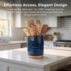 QUELIEN Utensil Holder, 360° Rotating Ceramic Kitchen Utensil Holder - Image 6