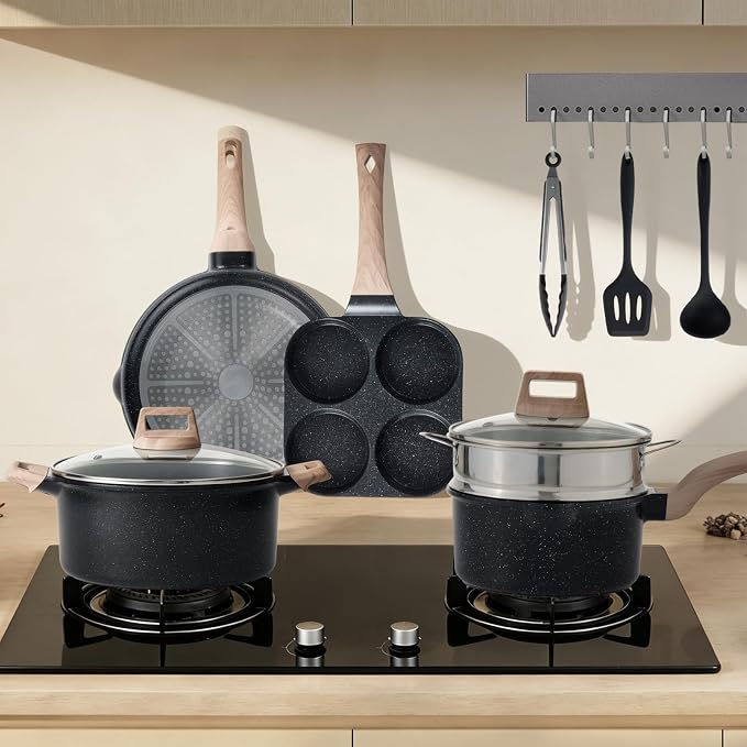 NEWBULIG 25-Piece Nonstick Cookware Set, Granite Pots and Pans - Image 8