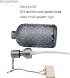 16 oz Diamond Pattern Glass Soap Dispenser, Kitchen and Bathroom Refillable - Image 4