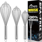HOTEC 4 Pieces Stainless Steel Whisks Set Wire Whisk Balloon Whisk Egg Beater by Hotec
