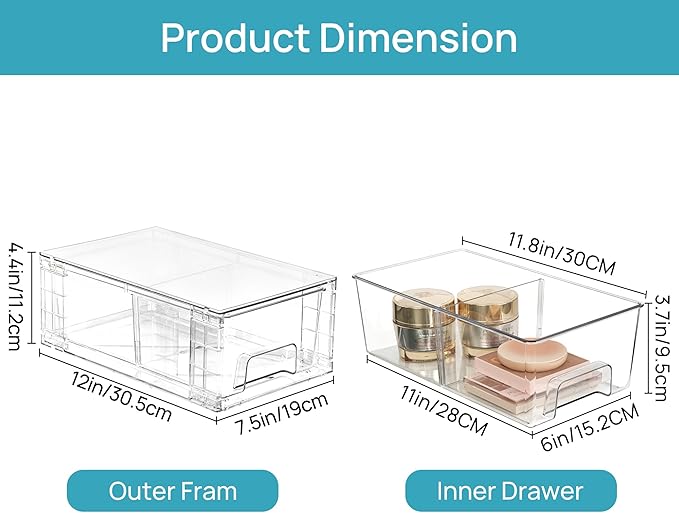 Vtopmart 10 Pack Stackable Storage Drawers, Easily Assemble Containers - Image 3