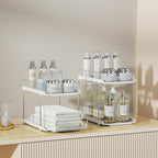 Delamu 3 Pack 2-Tier Bathroom Under Sink Organizers and Storage, Pull Out Clear - Image 5