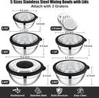 E-far Mixing Bowls Set of 5, Stainless Steel Salad Mixing Bowl - Image 5