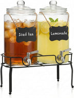 1 Gallon Glass Drink Dispenser Set of 2, Drink Dispensers by Edycur