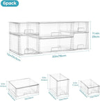 Vtopmart 6 Pack Clear Stackable Storage Drawers, Plastic Drawers - Image 2