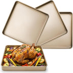 Dicunoy 3 Pack Baking Sheet Pans 11 Inches x 11 Inches, Nonstick Square Baking - Image 5