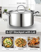 Cooks Standard 18/10 Stainless Steel Stockpot 6-Quart, Classic Deep Cooking Pot - Image 3
