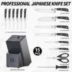 KnifeSaga Premium Knife Set 15 Pcs Quality Kitchen Knife Set - Image 6