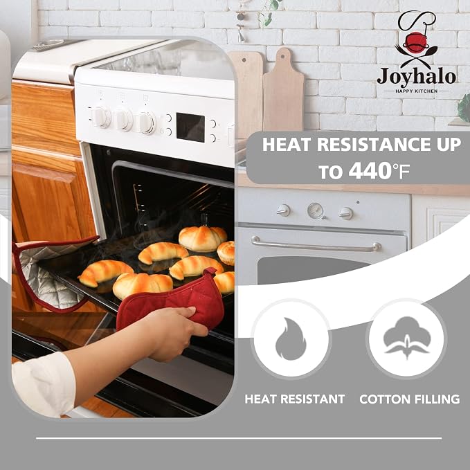 Joyhalo 6 Pack Pot Holders for Kitchen, Cotton Oven Holder - Image 3
