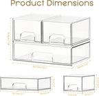 Criusia Stackable Storage Drawers, 3 Pack Clear Acrylic Makeup & Bathroom - Image 2