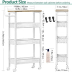 Vivihomety Utility Slim Storage Cart, 4 Tier Small Rolling Kitchen Laundry Room - Image 4