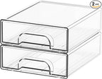 Yieach 2.2'' Tall Small Clear Stackable Storage Drawers, 2 Pack Stacking by Yieach