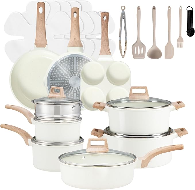 NEWBULIG 25-Piece Nonstick Cookware Set, Granite Pots and Pans by NEWBULIG