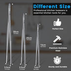 HOTEC Kitchen Tweezers Tongs Stainless Steel Professional Chef Tweezers - Image 3