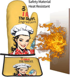 Cute Yellow Retro Chef Humorous Oven Mitts & Pot Holders Set of 3, Heat - Image 8
