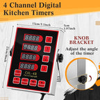 Relaxweex 1 Pack Commercial 4 Channel Digital Kitchen Timer, Wall Mount or - Image 5
