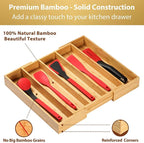 Umilife Expandable Kitchen Drawer Organizer, 2.5" High Bamboo Utensils - Image 3
