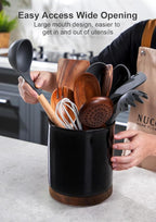 Nucookery 360°Rotating Utensil Holder, 7.2" Large Utensil Crock, Farmhouse - Image 4