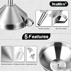 Stainless Steel Funnel, Walfos 6 Different Sizes of Kitchen funnels - Image 7