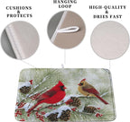 Winter Dish Drying Mat for Kitchen Counter 18x24 Inch Christmas Red Birds - Image 3