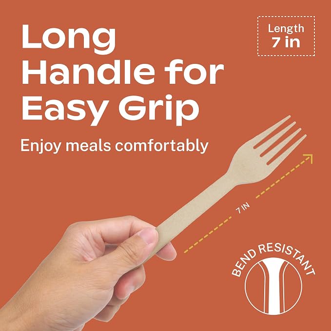 CORAL Light Brown 100% Compostable Silverware Set 340 Pieces - Image 3