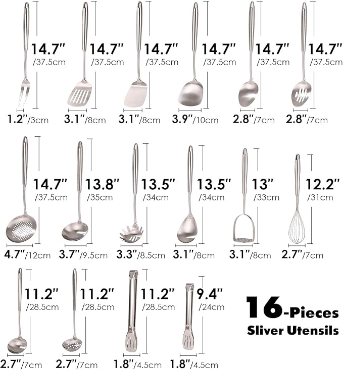 18/10 Stainless Steel Cooking Utensils Set - Image 2