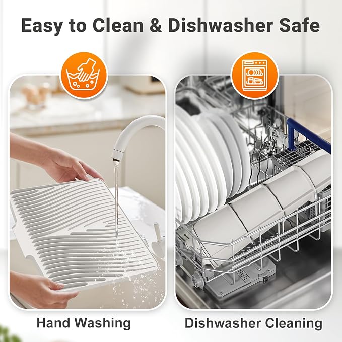 Silicone Dish Drying Mat for Kitchen Counter, Dish Drying Pad, Non-Slip Drain - Image 4