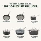GreenPan Chatham Hard Anodized Healthy Ceramic Nonstick 10 Piece Cookware Pots - Image 4