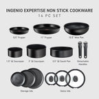 T-fal Ingenio Expertise Non Stick Cookware Set 14 Piece, Induction Oven Broiler - Image 2