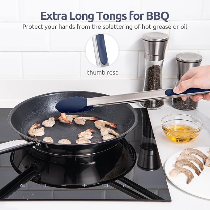 600ºF Heat Resistant Kitchen Tongs: U-Taste 16 in Extra Long Large Silicone - Image 9